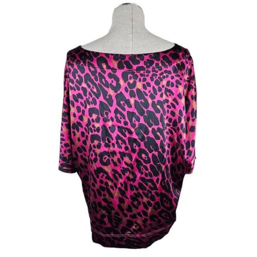 St John Raspberry Leopard Print Stretchy Silk Blo… - image 5
